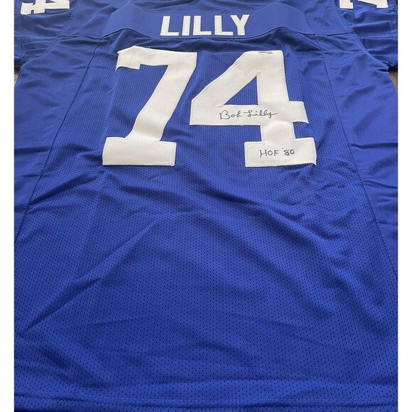 BOB LILLY HOF '80 Autographed Blue Jersey Mr. Cowboy Dallas Cowboys Beckett COA - Picture 8 of 12